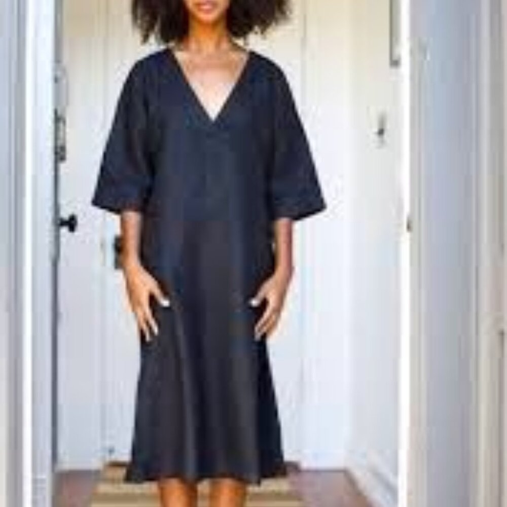 Jess Brown Piazza Dress in Black Linen